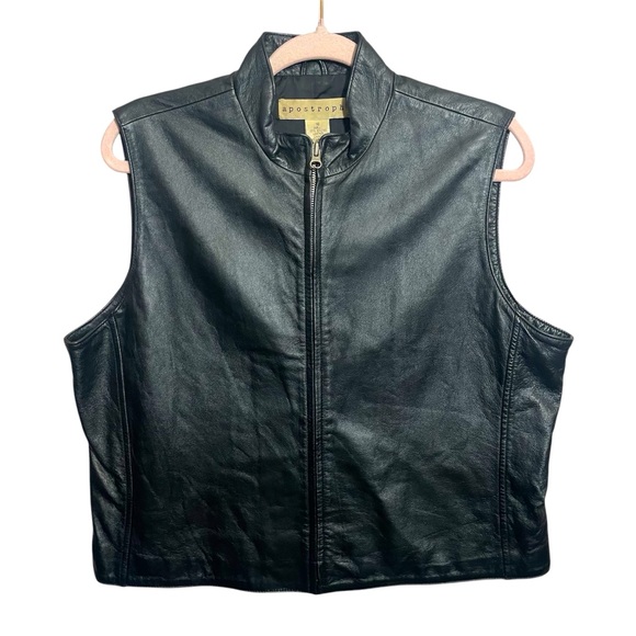 Apostrophe 100% Genuine Black Leather Vest - Picture 1 of 7